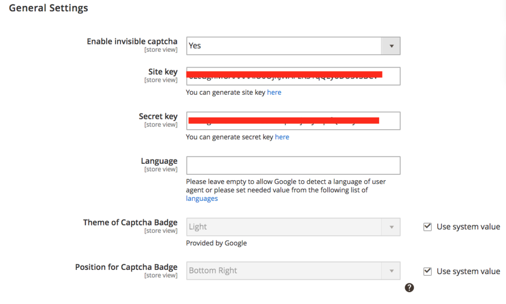 Amasty Google Invisible reCaptcha Backend