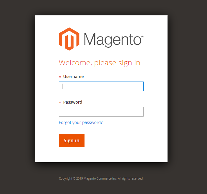 Magento 2 Pannello di amministrazione