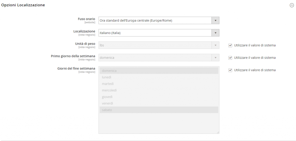 Magento Italiano dal backend